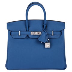 Hermès Blau de France Togo Leder Birkin 25cm