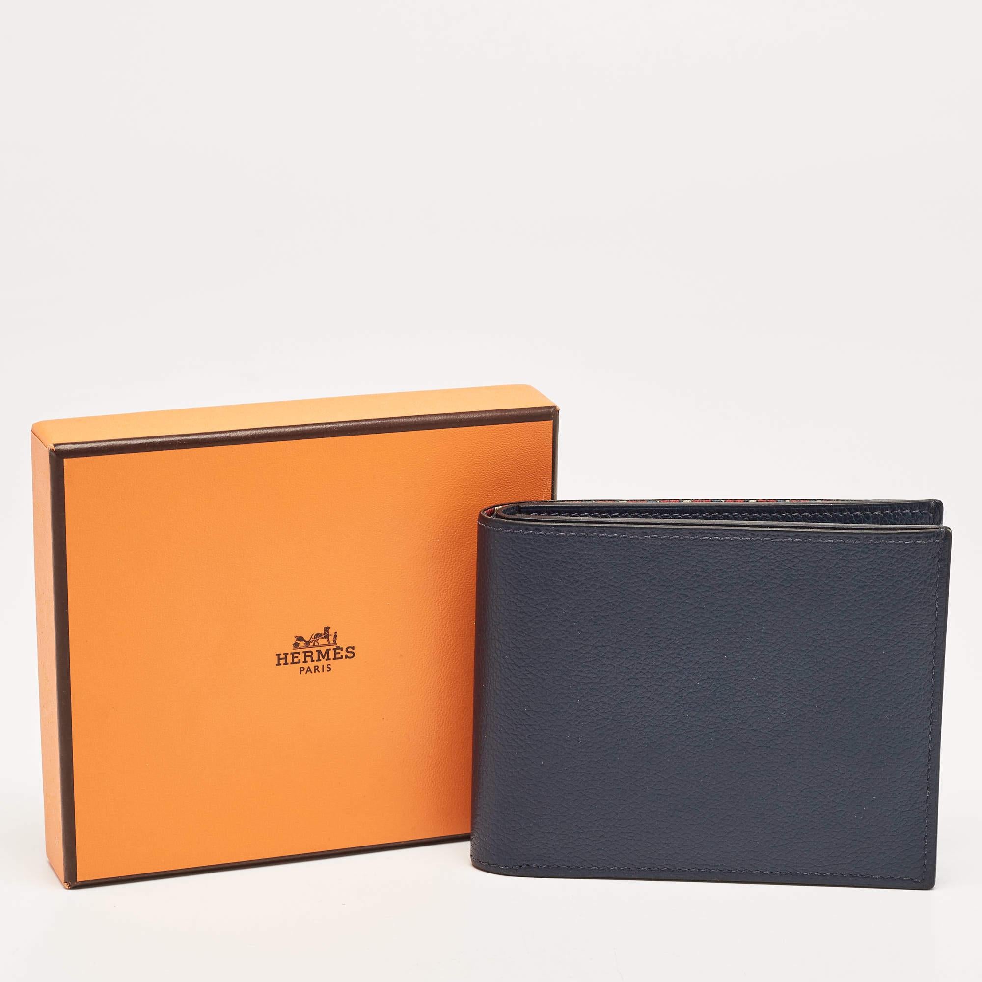Hermes Blue de Malte Evercolor Leather Citizen Twill Compact Wallet 5