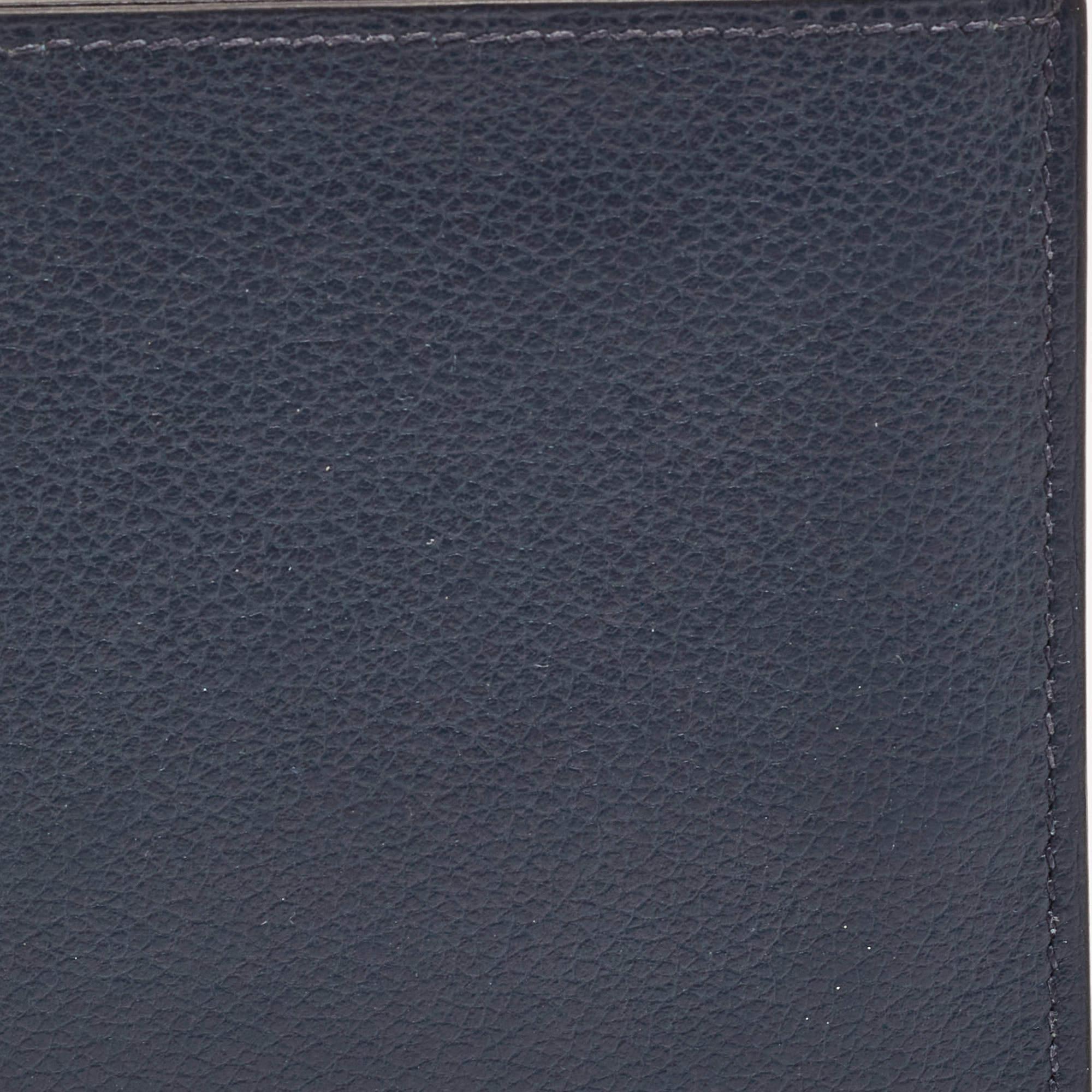 Hermes Blue de Malte Evercolor Leather Citizen Twill Compact Wallet 1
