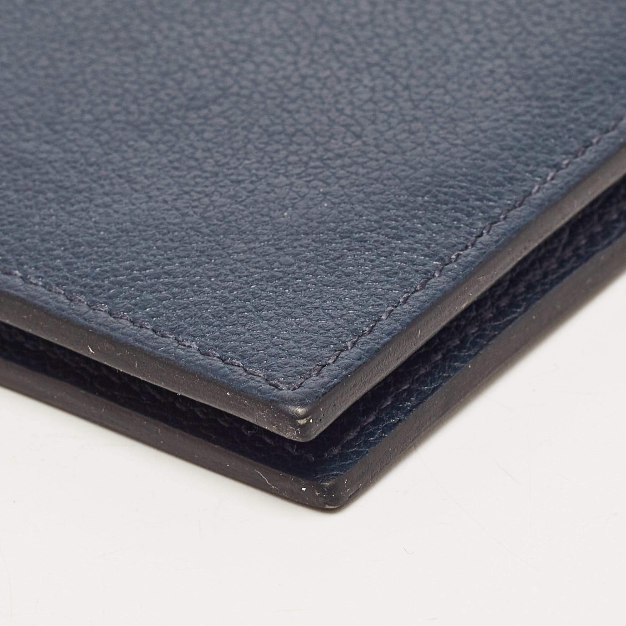 Hermes Blue de Malte Evercolor Leather Citizen Twill Compact Wallet 3