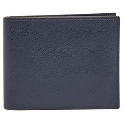 Hermes Blue de Malte Evercolor Leather Citizen Twill Compact Wallet