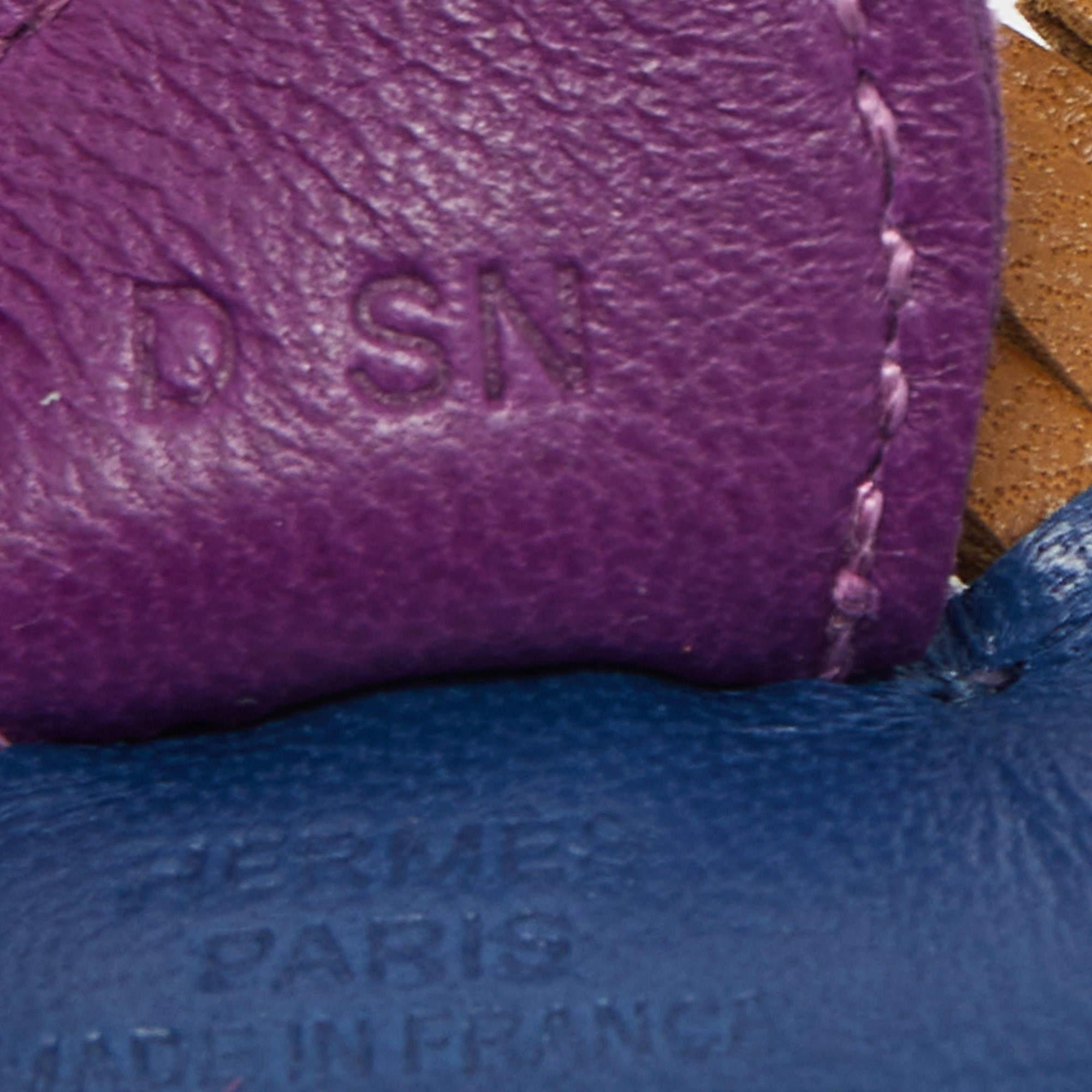 Women's Hermes Blue de Malte/Kraft/Violet Milo Leather Rodeo Bag Charm PM