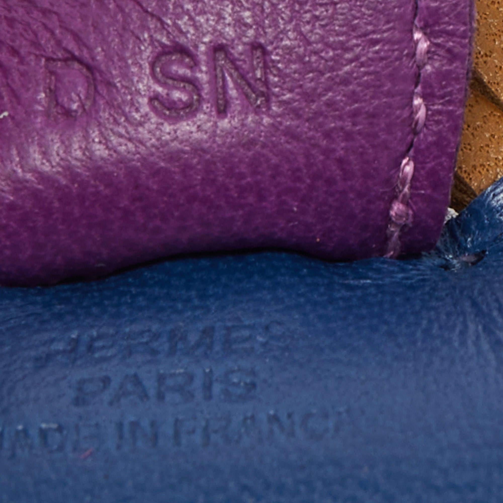 Hermes Blue de Malte/Kraft/Violet Milo Leather Rodeo Bag Charm PM 2