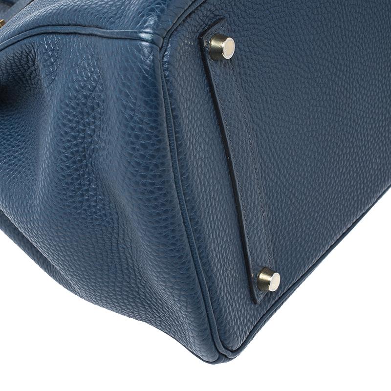 Hermes Blue De Malte Togo Leather Gold Hardware Birkin 35 Bag 1