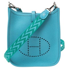 Used Hermes Blue De Nord Epsom Leather Evelyne TPM Bag