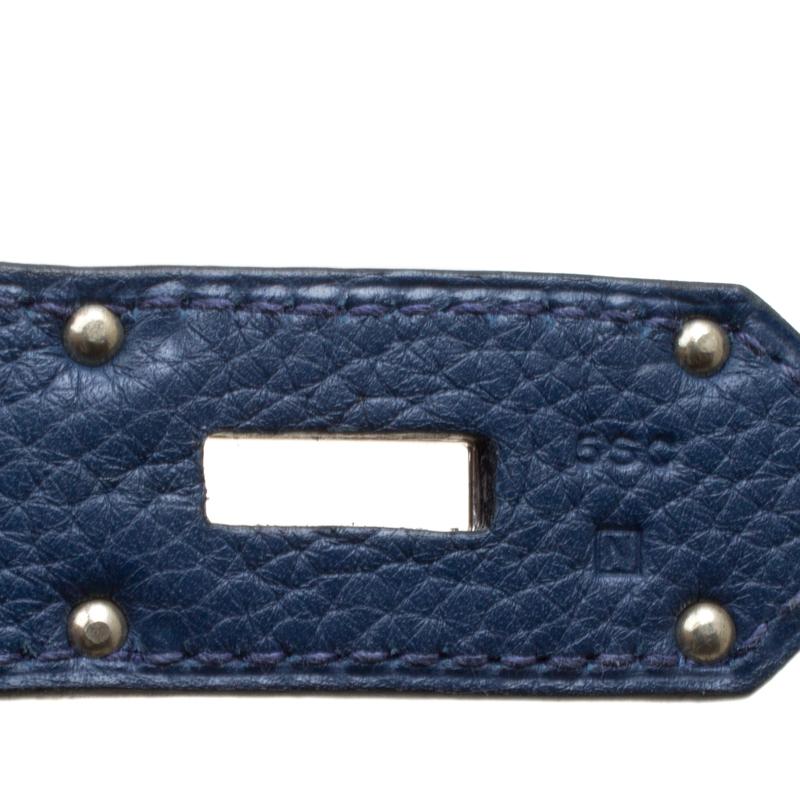 Hermes Blue De Presse Clemence Leather Palladium Hardware HAC Birkin 50 Bag 6