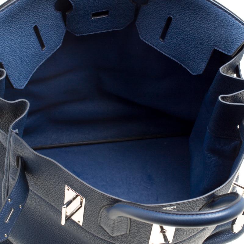 Hermes Blue De Presse Clemence Leather Palladium Hardware HAC Birkin 50 Bag 4