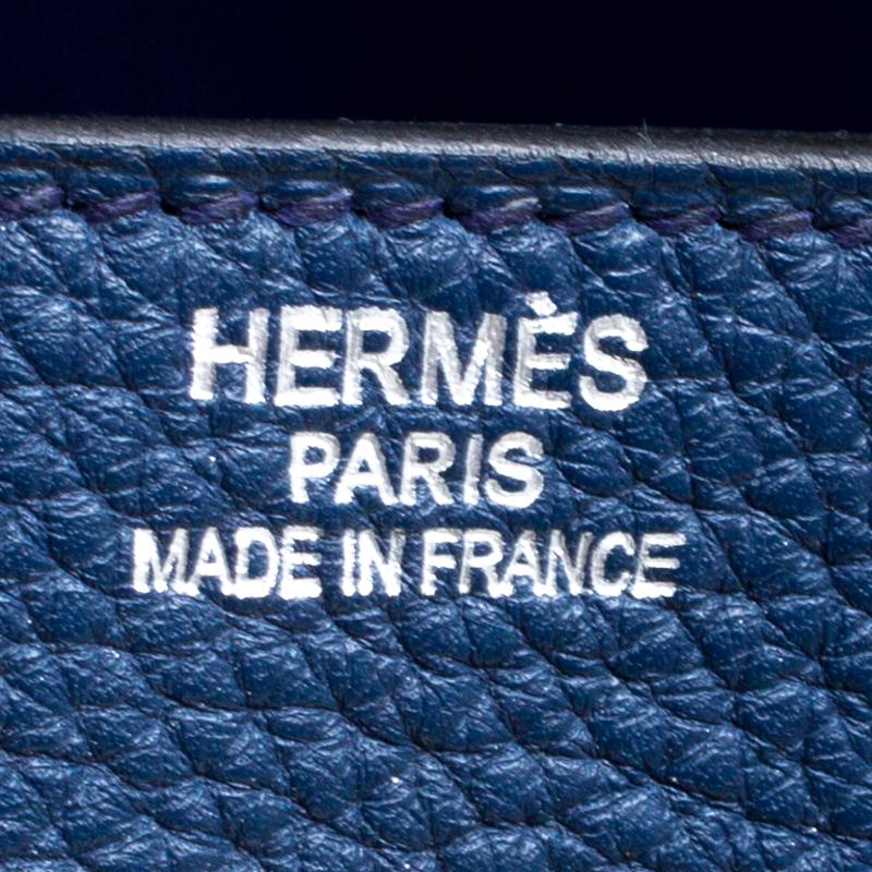 Hermes Blue De Presse Clemence Leather Palladium Hardware HAC Birkin 50 Bag 5