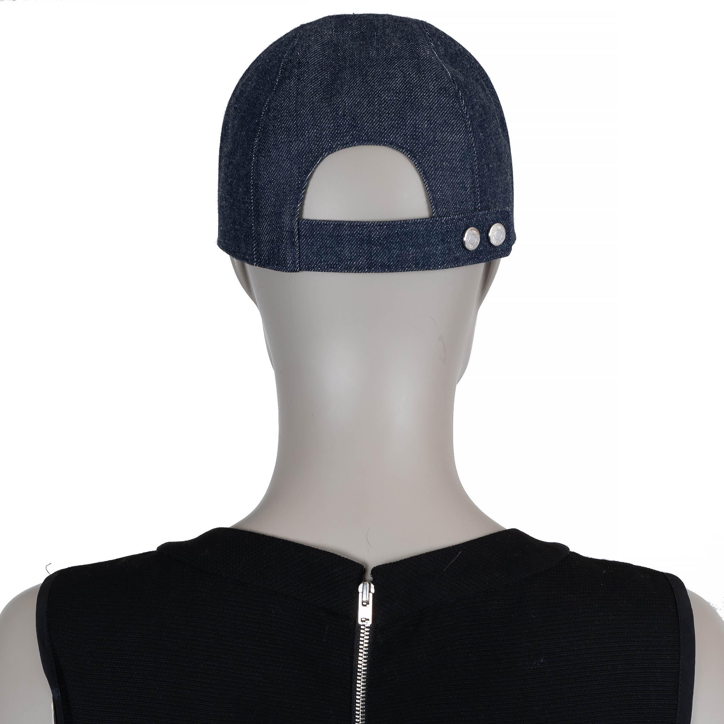 HERMES blue denim DAVIS H PRIMAVERA Baseball Cap Hat 57 In Excellent Condition For Sale In Zürich, CH