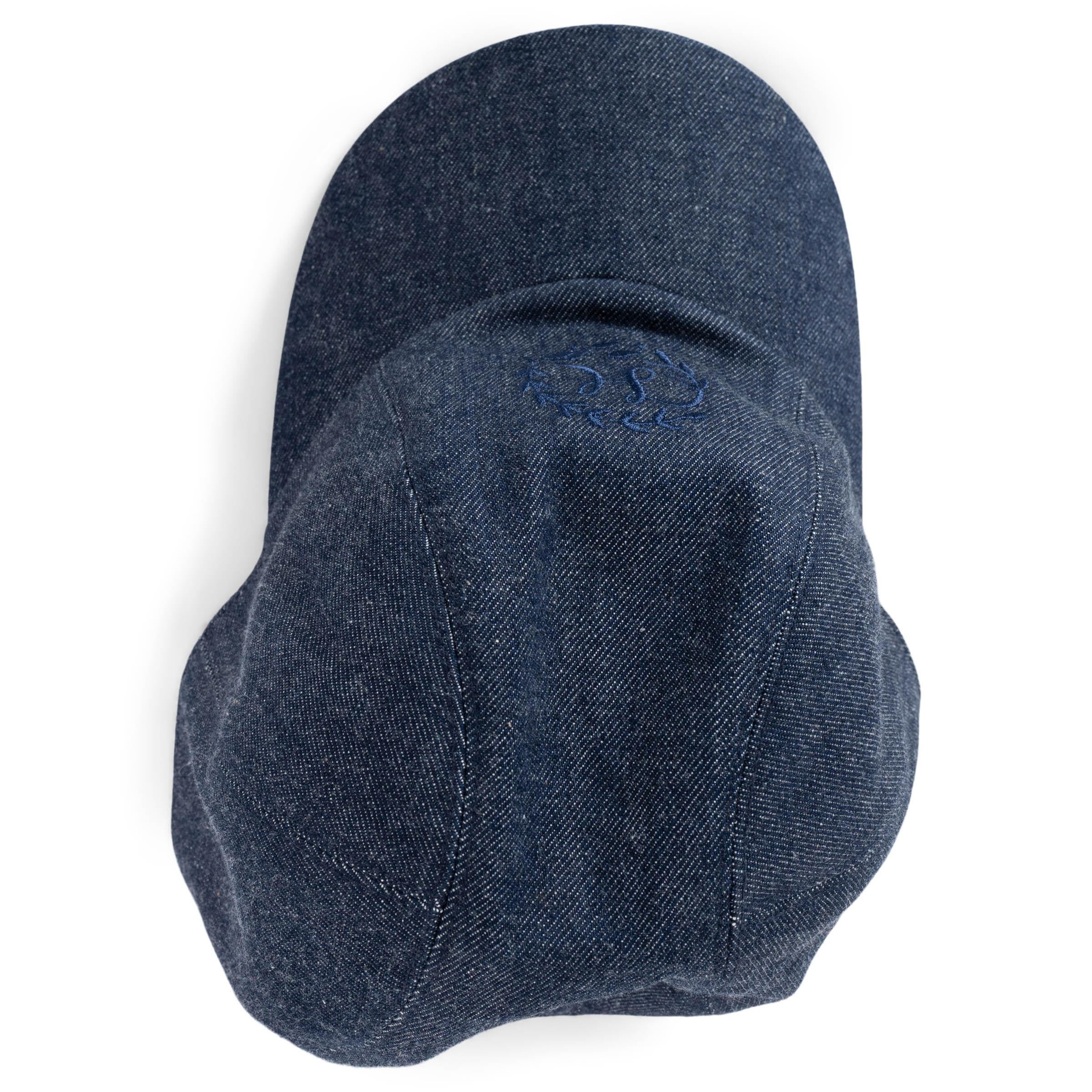 HERMES blue denim DAVIS H PRIMAVERA Baseball Cap Hat 57 For Sale 1