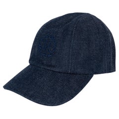 HERMES blue denim DAVIS H PRIMAVERA Baseball Cap Hat 57