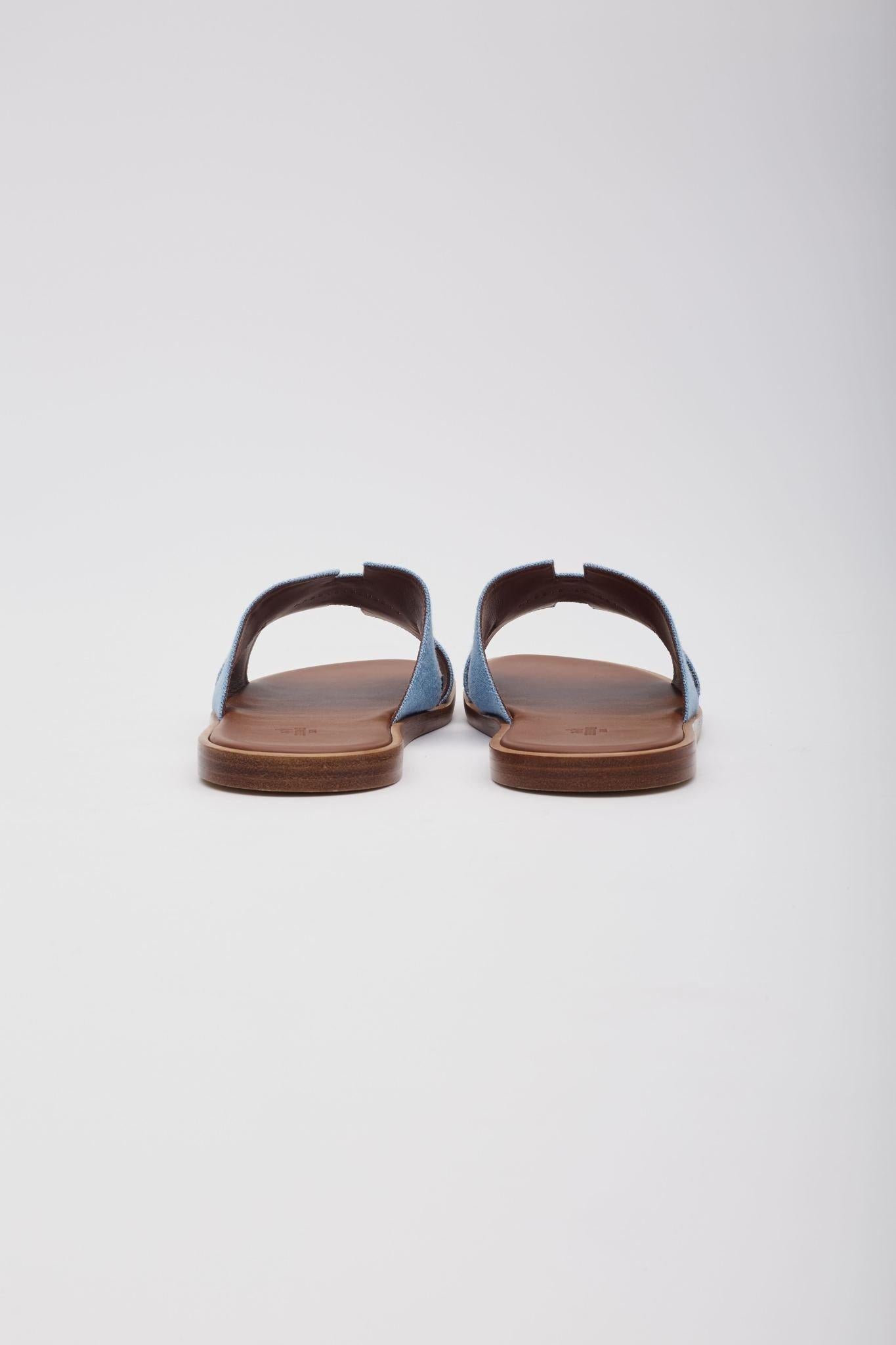 Men's Hermès Blue Denim Izmir Sandal (EU 47) For Sale