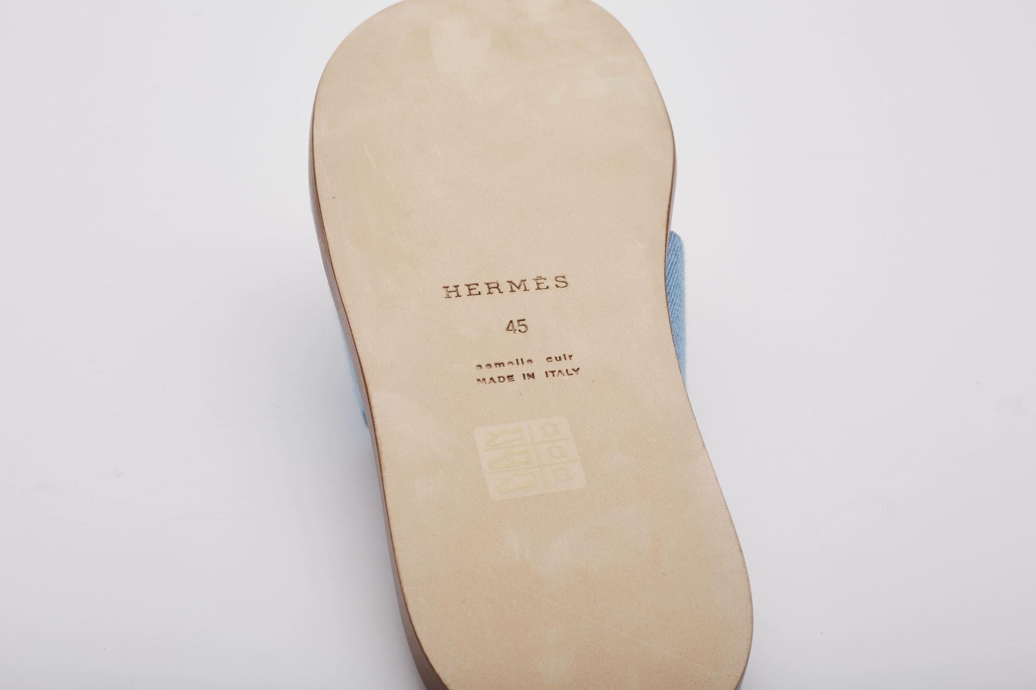 Hermès Blue Denim Izmir Sandal (EU 47) For Sale 2