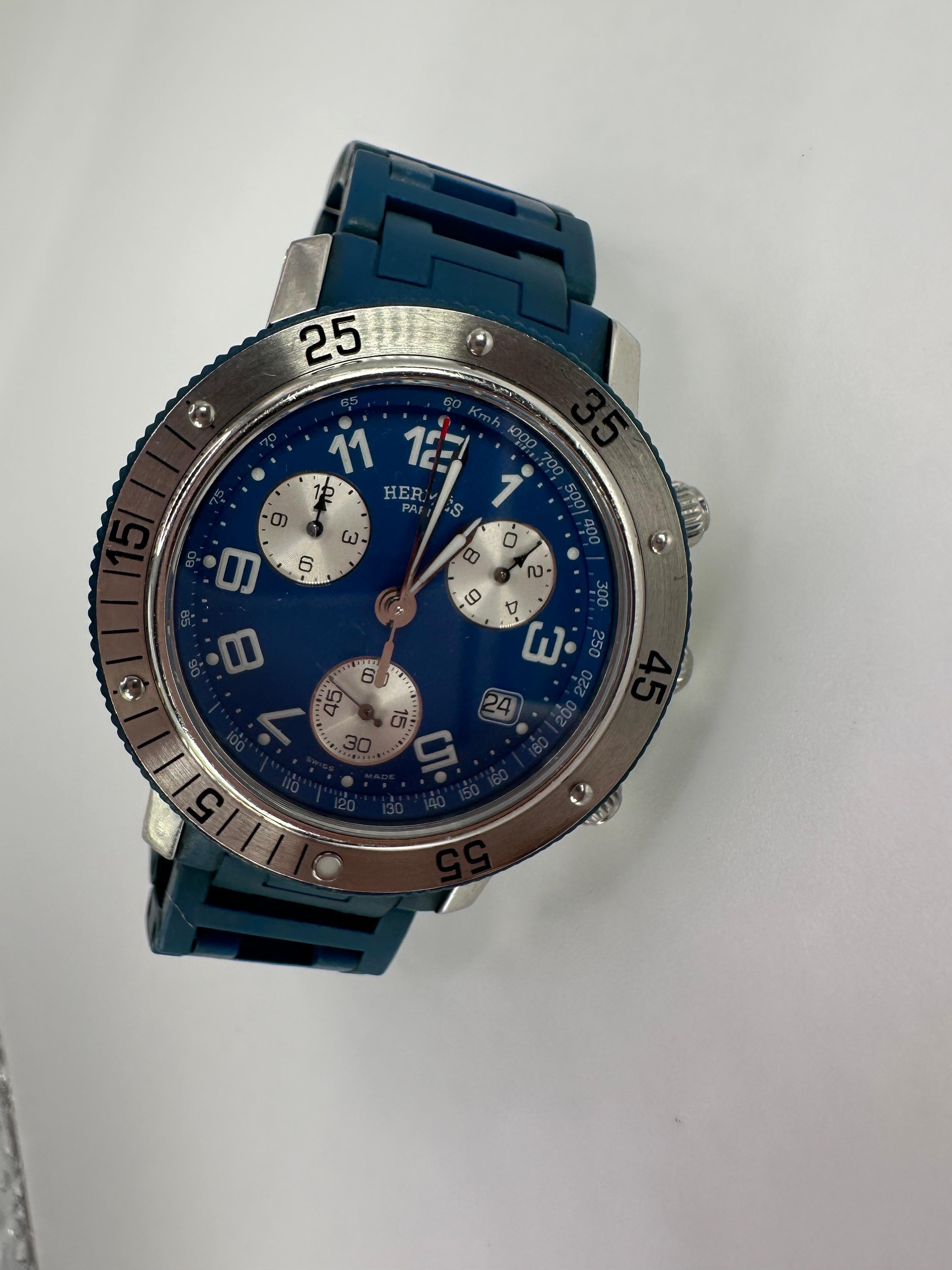 Hermes Blue Diver watch Chronograph watch navy blue For Sale 2