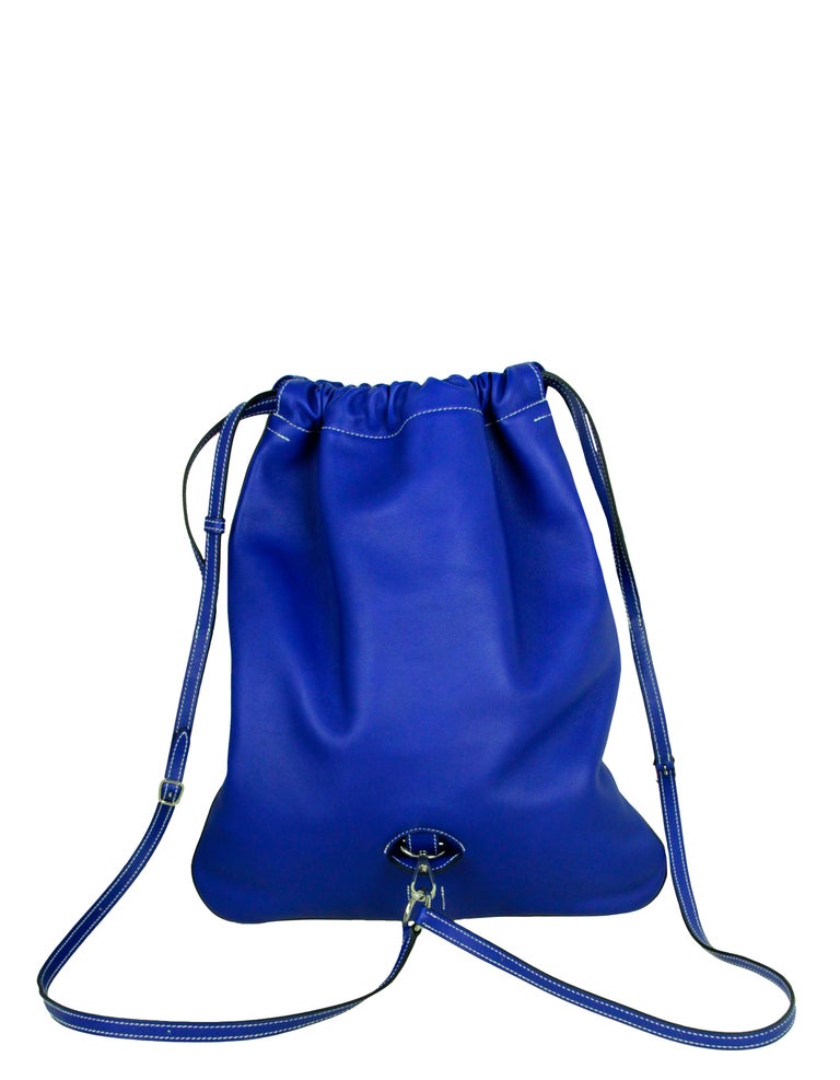Hermes Blue Electric Bridado Convertible Crossbody Backpack Bag