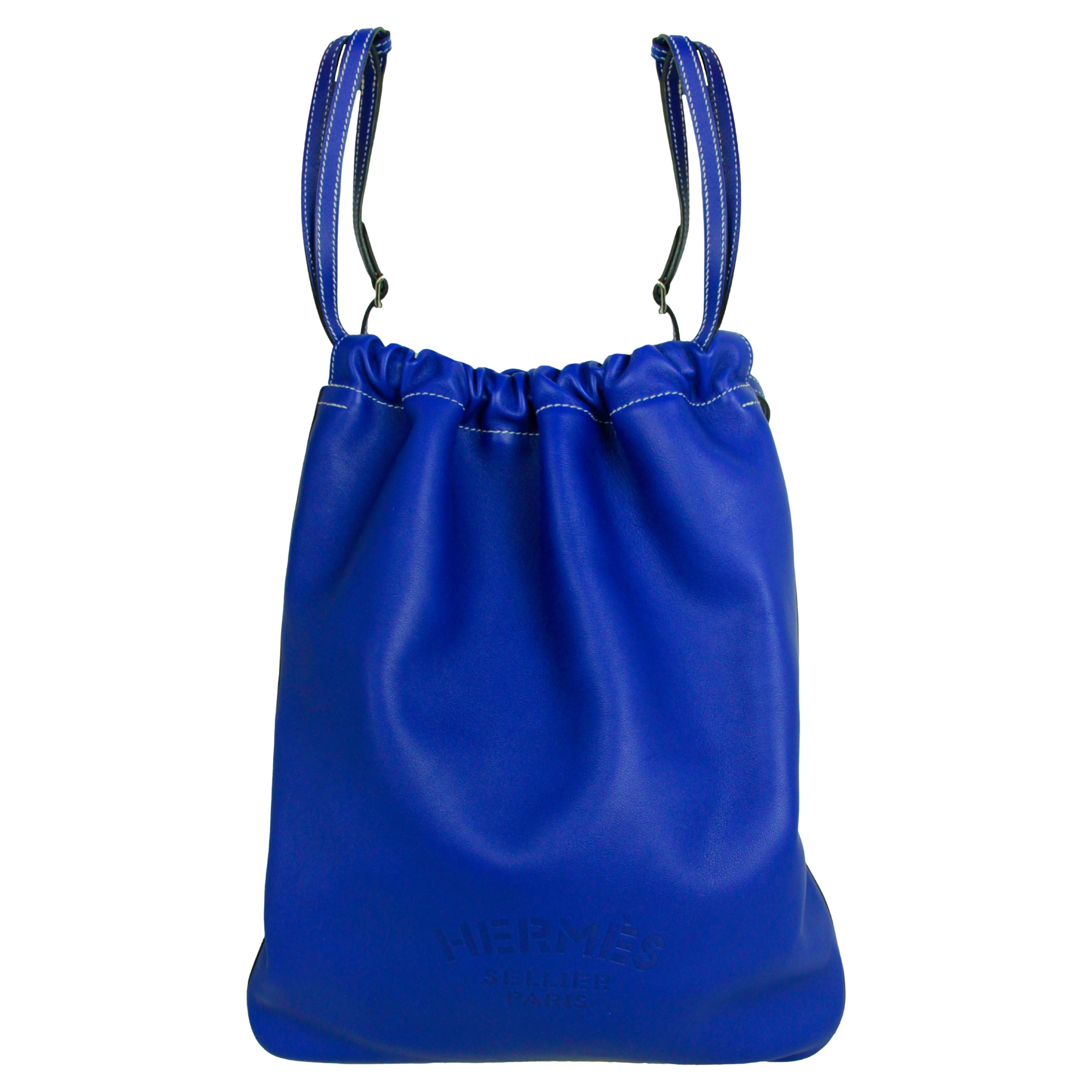 Hermes Blue Electric Bridado Convertible Crossbody/ Backpack Bag rt. 4, 750