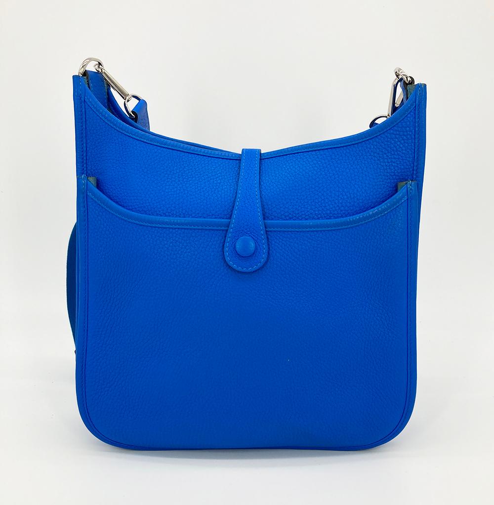 Women's Hermes Blue Electric Clemence Leather Evelyne III 29 bag 