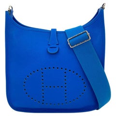 Hermes Blue Electric Clemence Leather Evelyne III 29 bag 