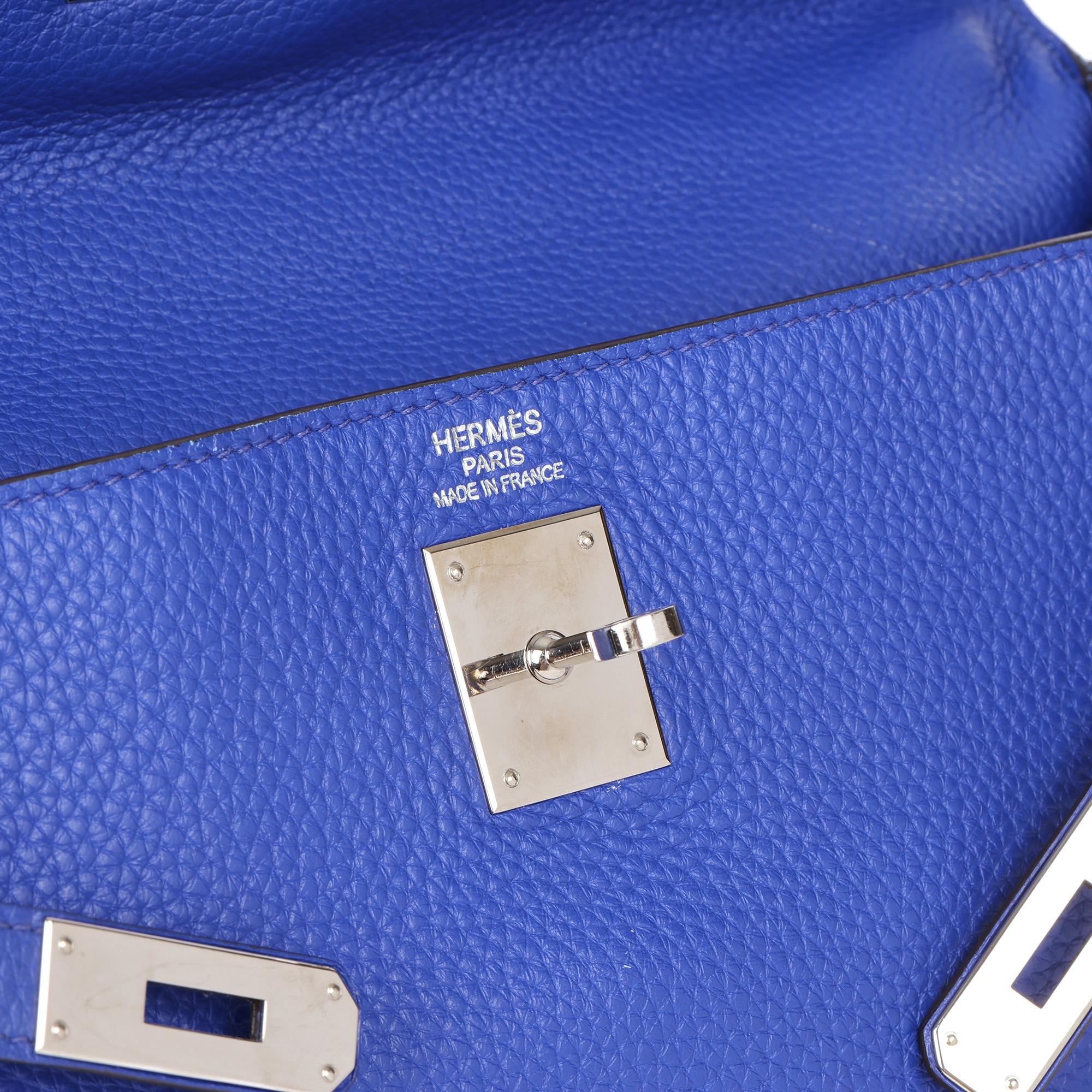 HERMÈS Blue Electric Clemence Leather Kelly 35cm Retourne 2