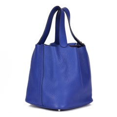 HERMÈS Blue Electric Clemence Leather Picotin Lock 26