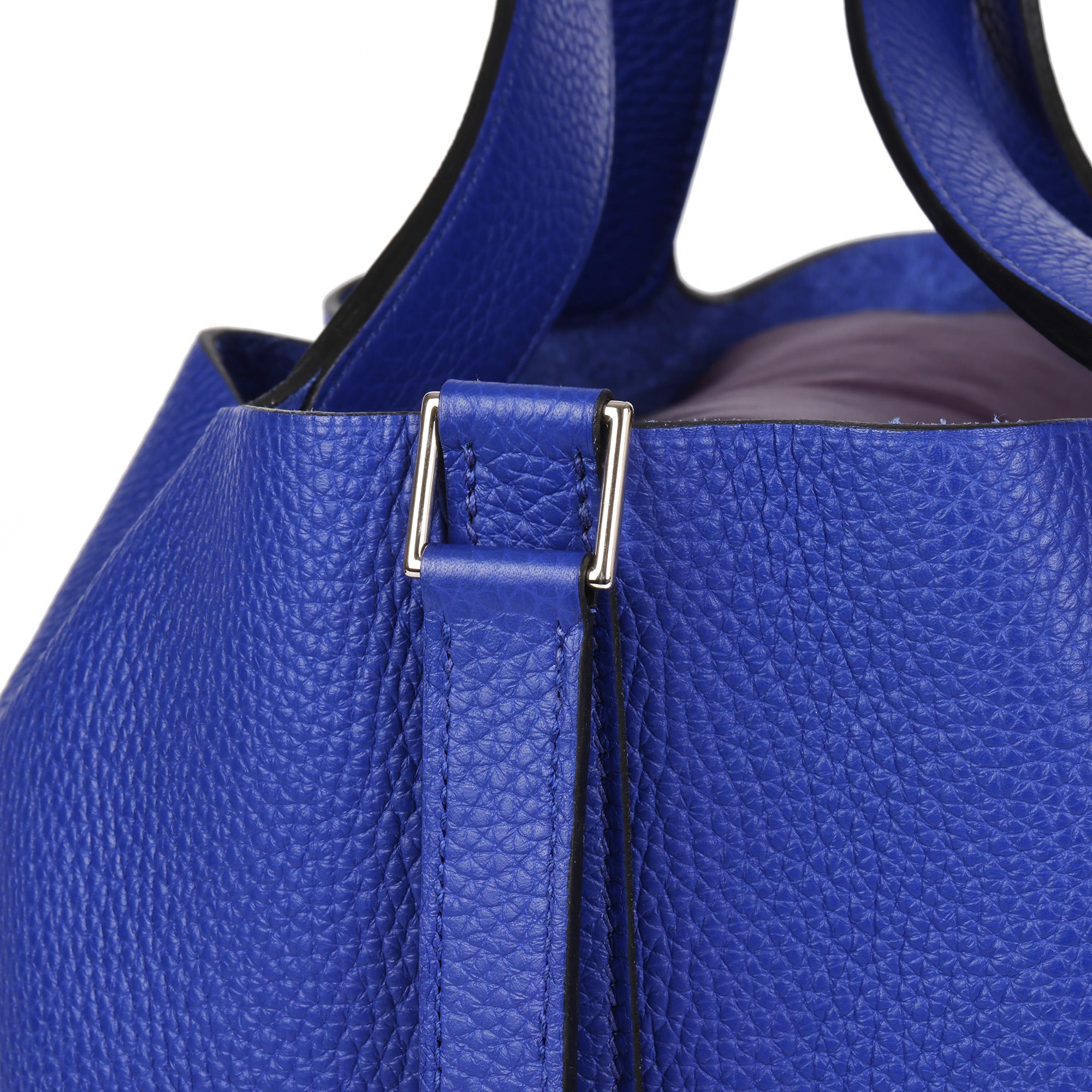 HERMÈS Blue Electric Clemence Leather Picotin Lock 26 3
