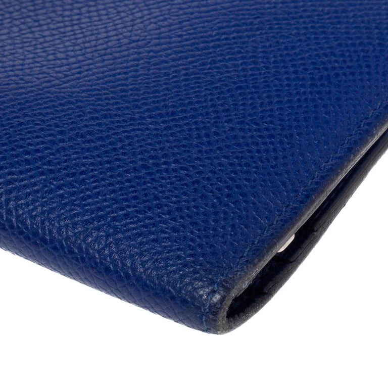 Hermes Blue Paon Epsom Leather Bearn Gusset Wallet Hermes