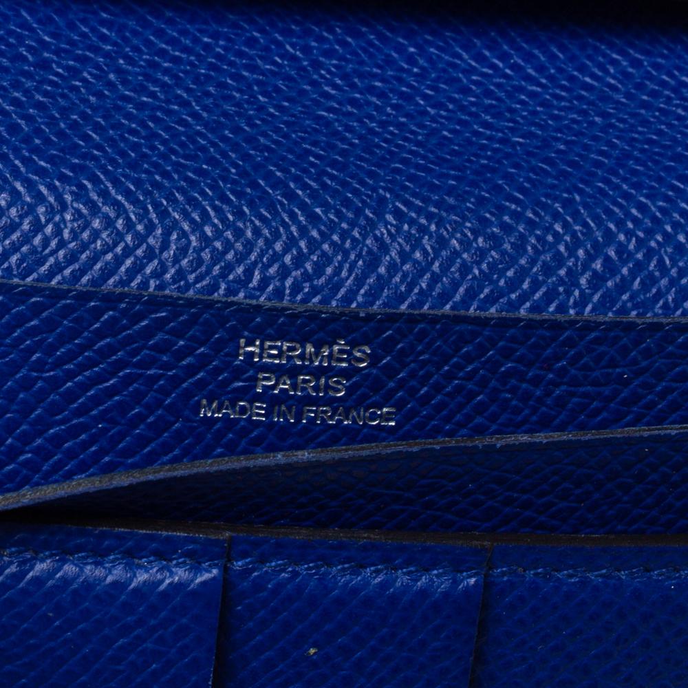 Women's Hermes Blue Electric Epsom Leather Bearn Gusset Wallet