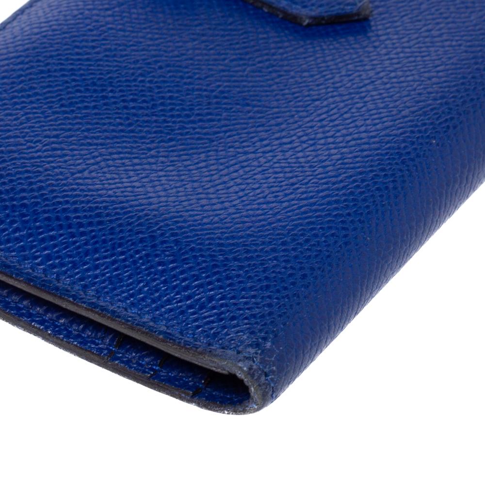 Hermes Blue Electric Epsom Leather Bearn Gusset Wallet 1