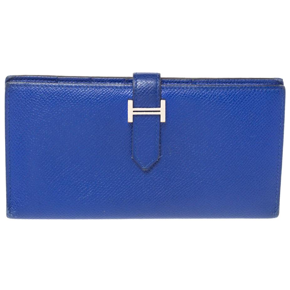 Hermes Blue Electric Epsom Leather Bearn Gusset Wallet
