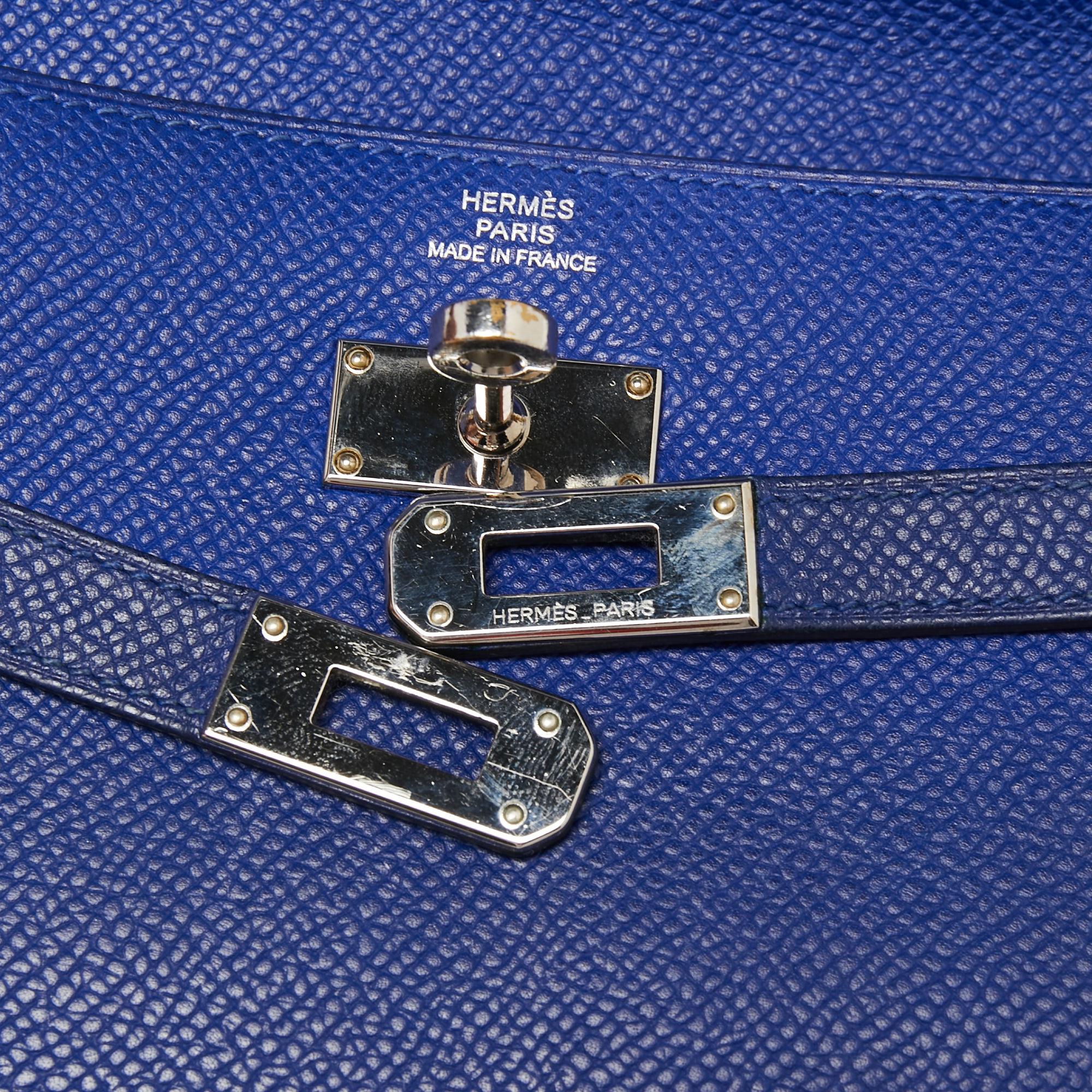 Hermes Blue Electric Epsom Leather Kelly Classic Wallet 3