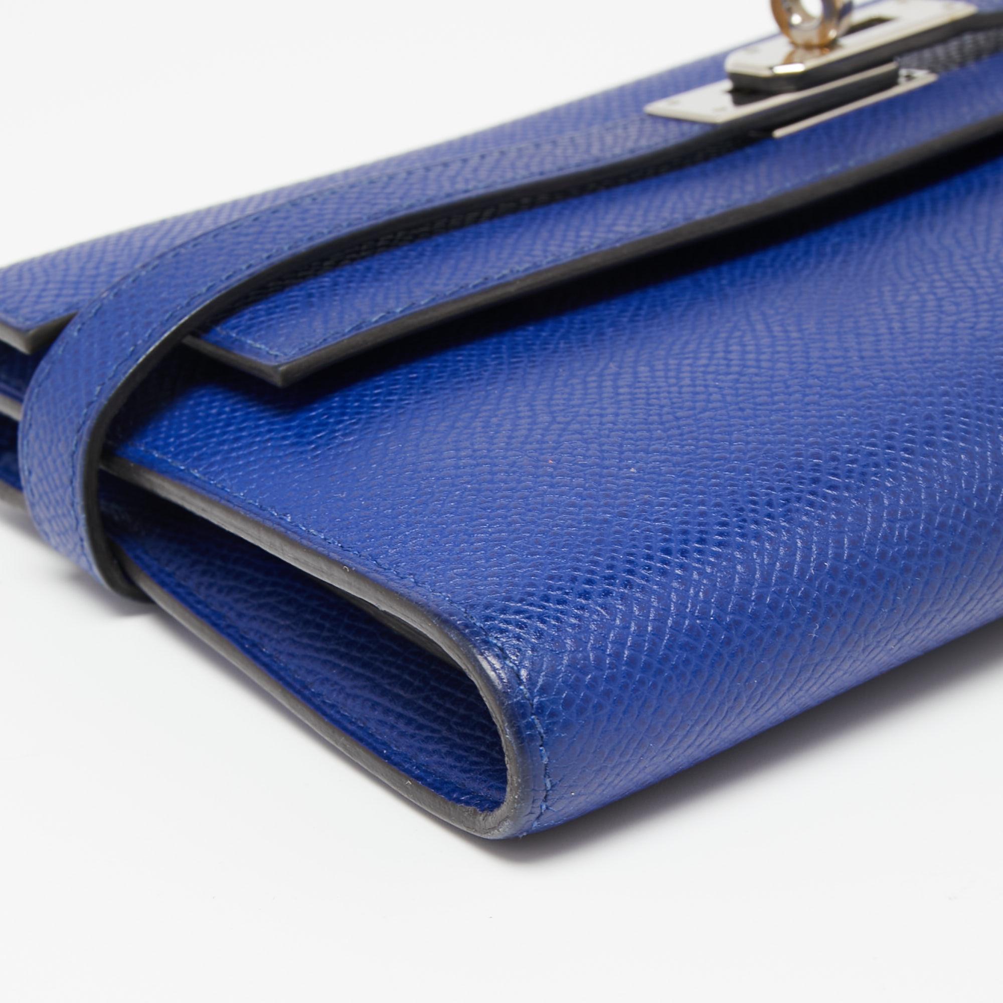 Women's Hermes Blue Electric Epsom Leather Kelly Classic Wallet
