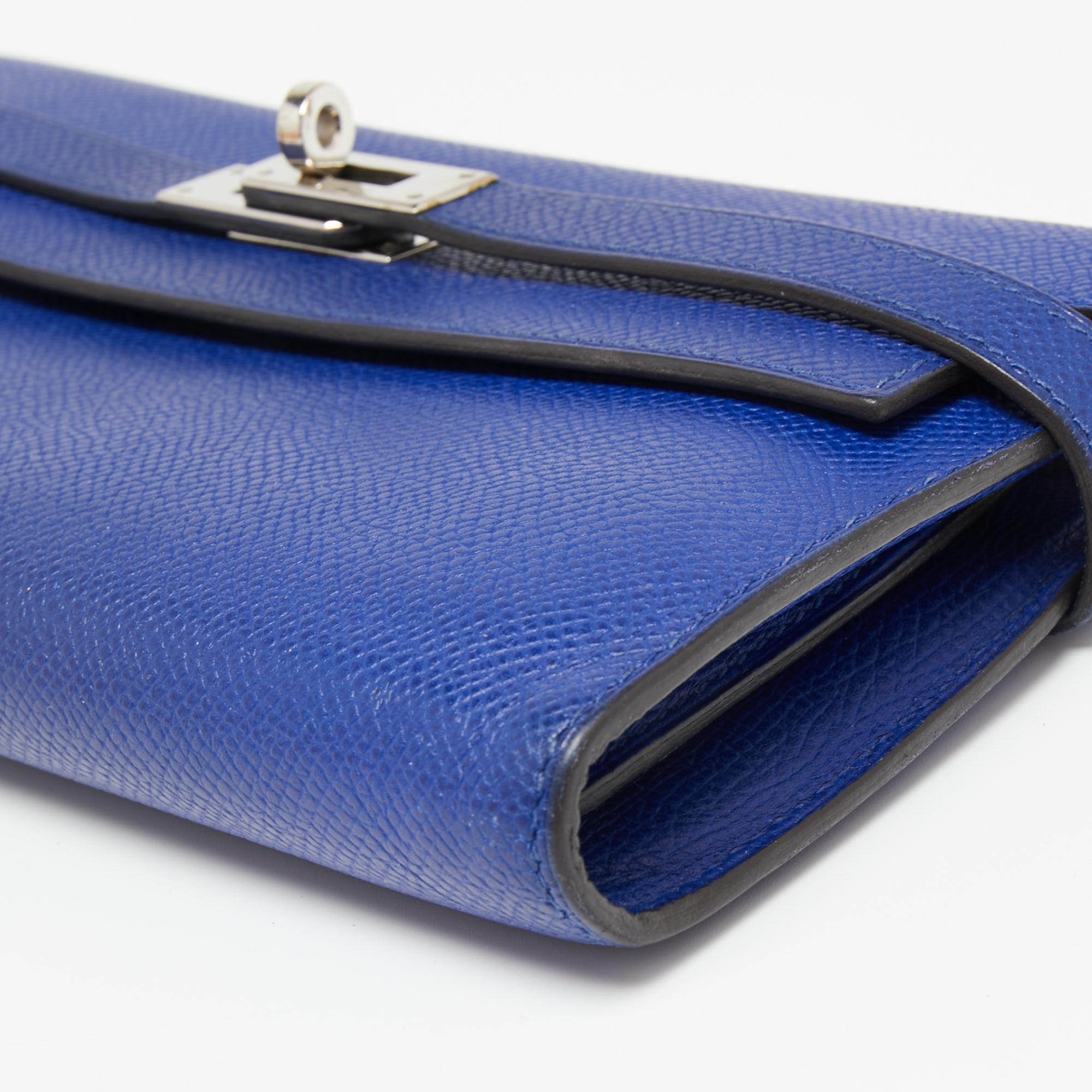 Hermes Blue Electric Epsom Leather Kelly Classic Wallet 1