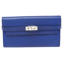 Hermes Blue Electric Epsom Leather Kelly Classic Wallet