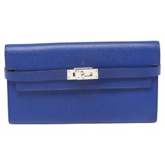 Hermes Blue Electric Epsom Leather Kelly Classic Wallet