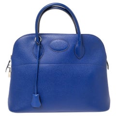 Hermes Blue Electric Epsom Leather Palladium Finish Bolide 35 Bag