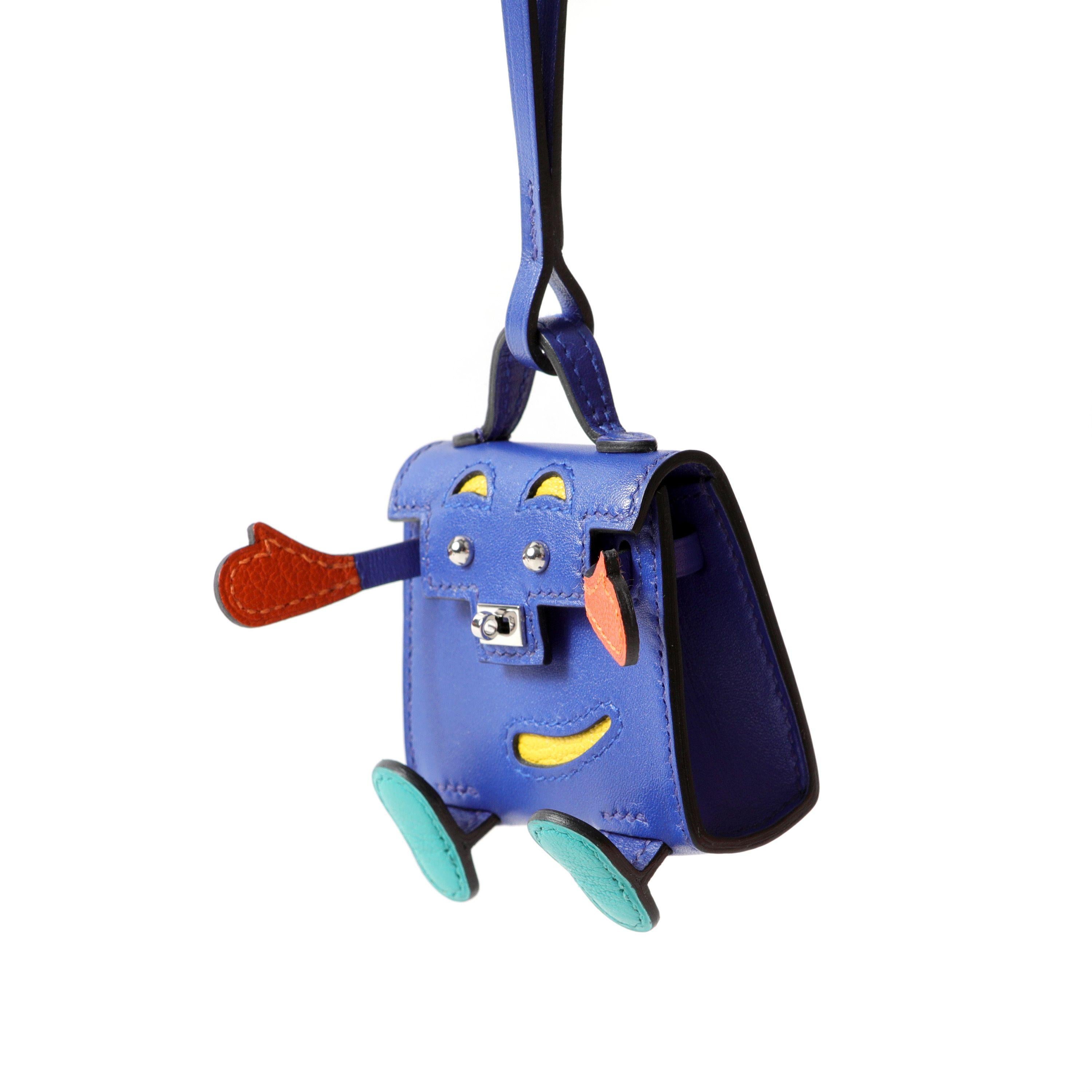 Hermès Blue Electric Kelly Doll Bag Charm In New Condition For Sale In Palm Beach, FL