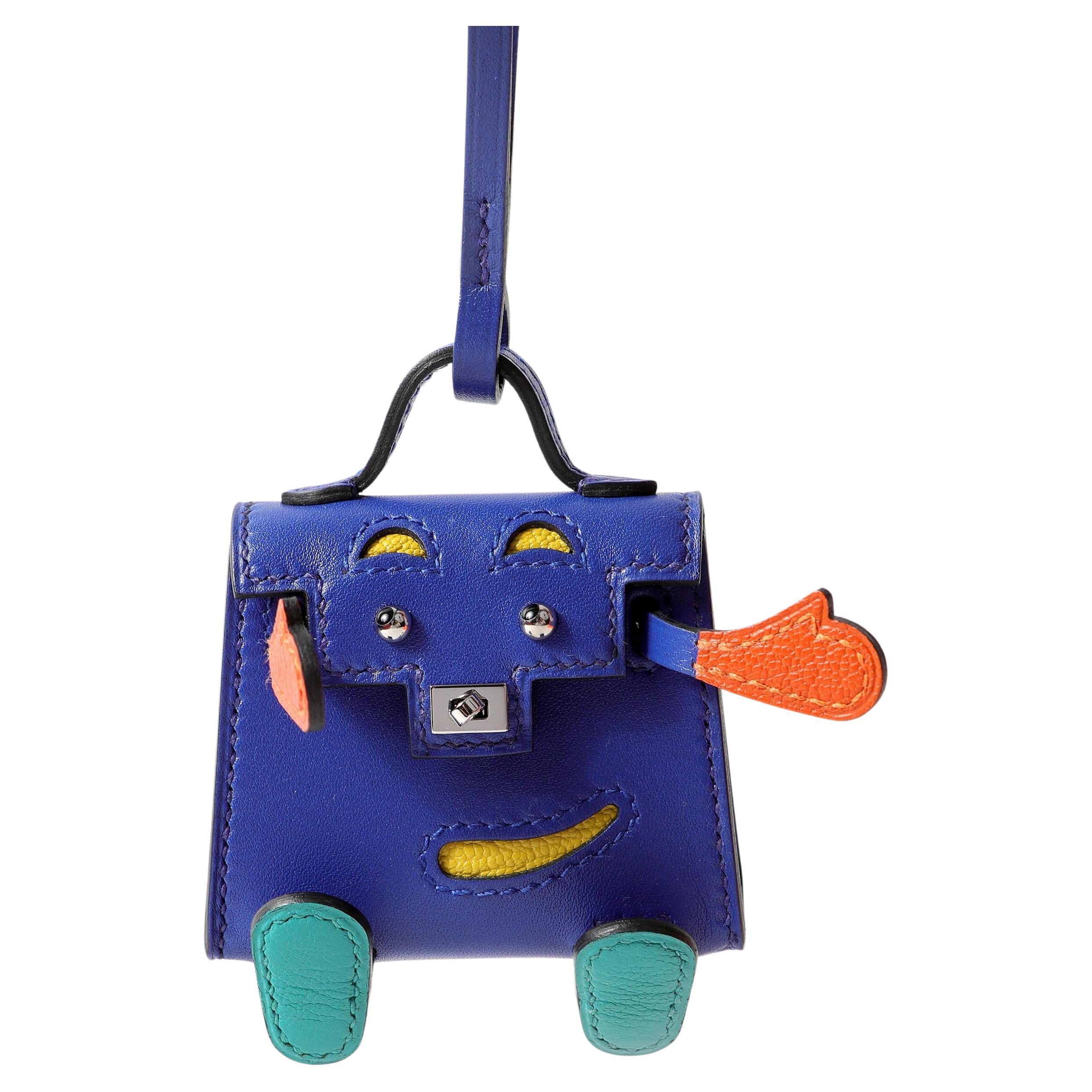 Hermès Blue Electric Kelly Doll Bag Charm For Sale