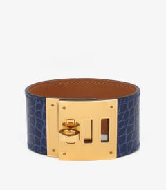 Hermès Blue Electric Mississippiensis Leather T2 Kelly Dog Bracelet