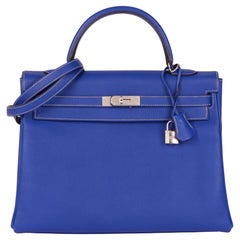 HERMÈS Blue Electric & Mykonos Epsom Leather Candy Collection Kelly 35cm Retourn