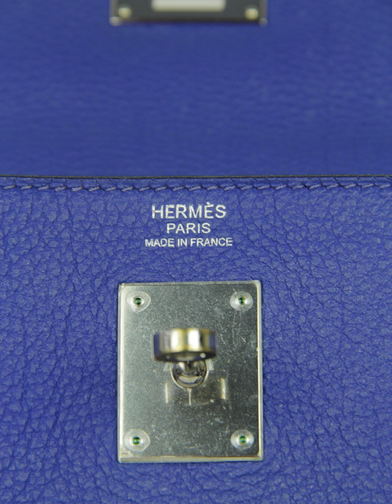 Bolso Kelly Hermes Azul Togo Eléctrico 32cm Piel Paladio en venta 6