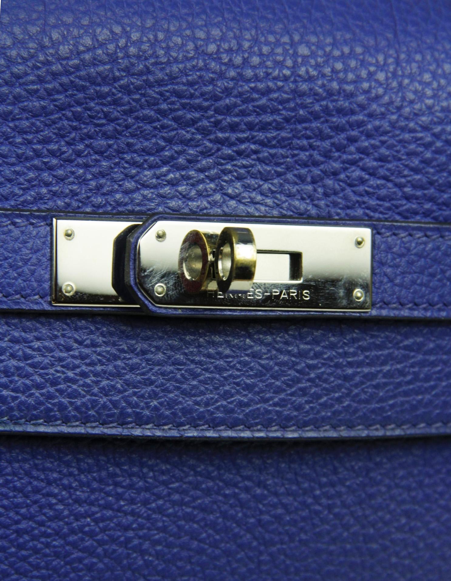Bolso Kelly Hermes Azul Togo Eléctrico 32cm Piel Paladio en venta 5