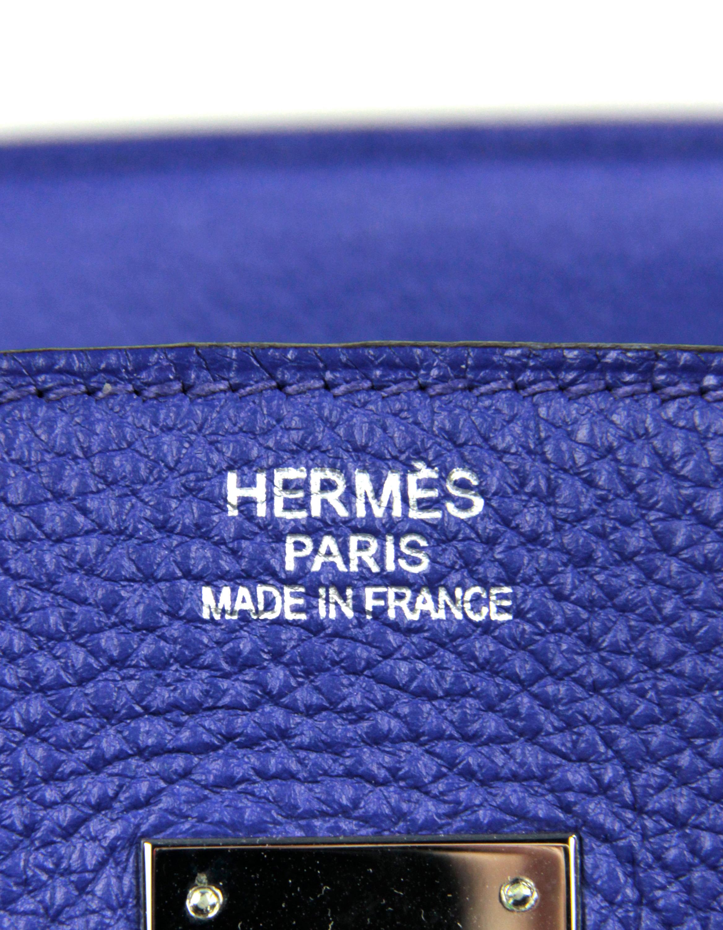 Hermes Blue Electric Togo Leather 35cm Birkin Bag PHW For Sale 6