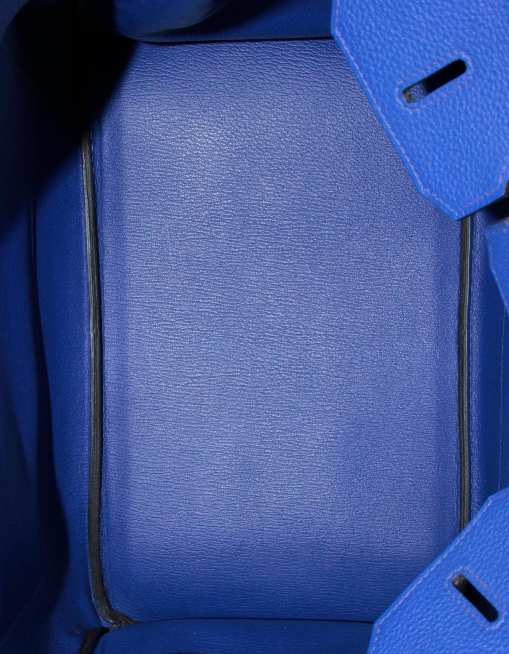 Hermes Blue Electric Togo Leather 35cm Birkin Bag PHW For Sale 7