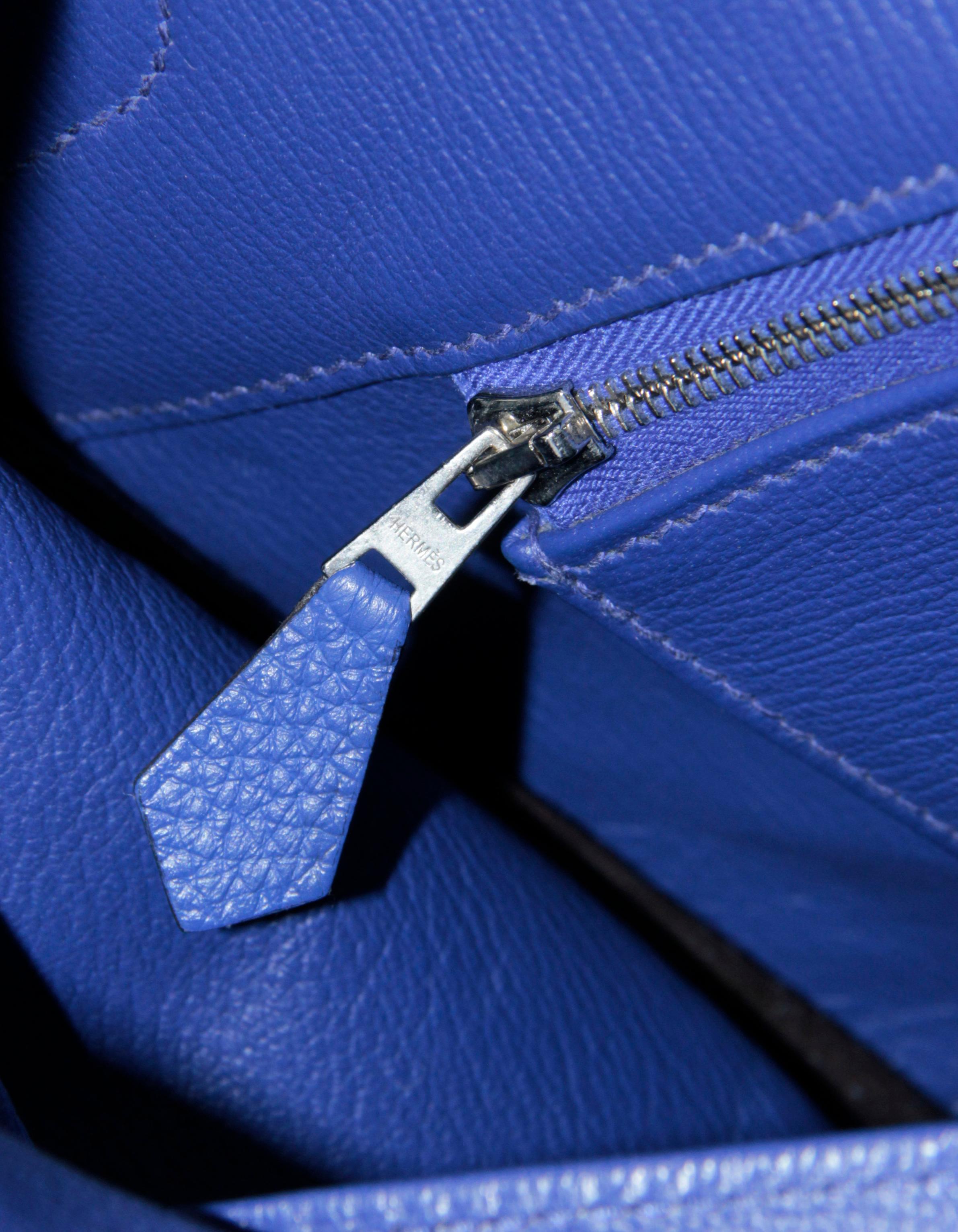 Hermes Blue Electric Togo Leather 35cm Birkin Bag PHW For Sale 8