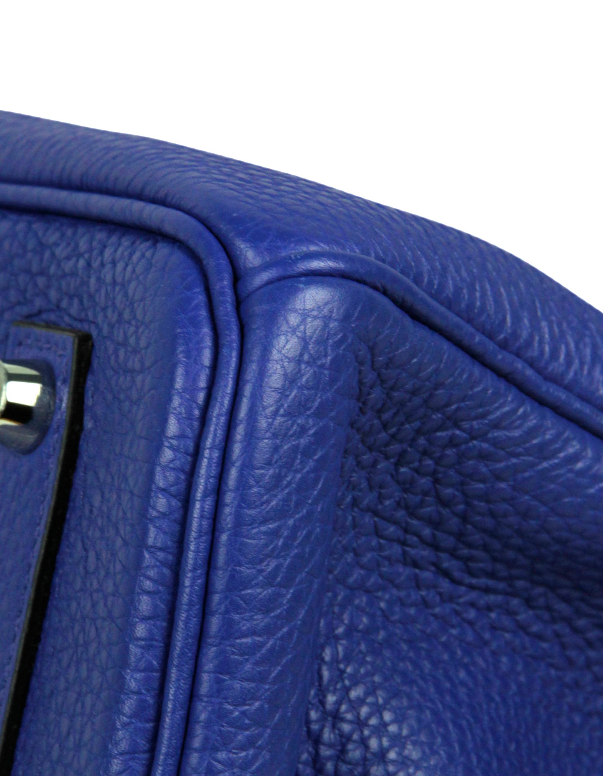 Women's or Men's Hermes Blue Electric Togo Leather 35cm Birkin Bag PHW For Sale