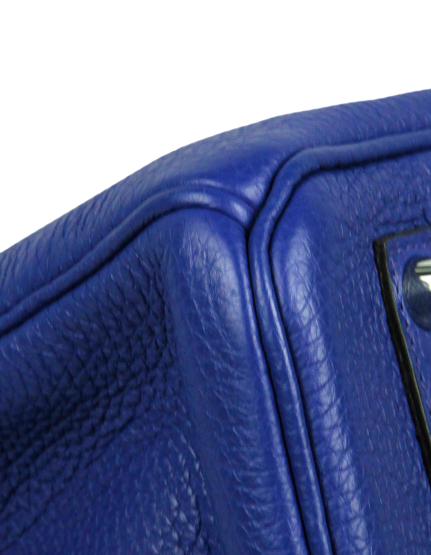 Hermes Blue Electric Togo Leather 35cm Birkin Bag PHW For Sale 1