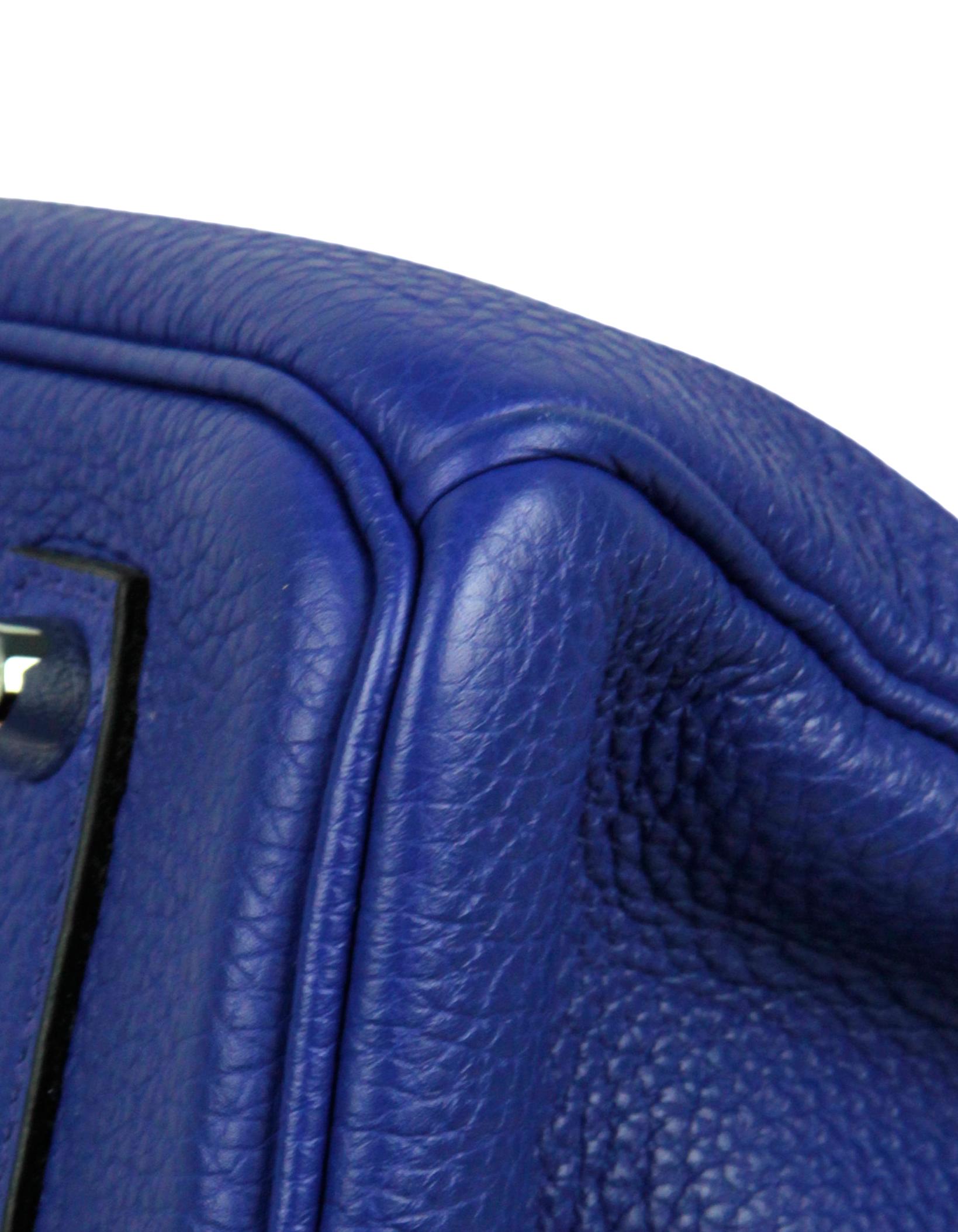 Hermes Blue Electric Togo Leather 35cm Birkin Bag PHW For Sale 2
