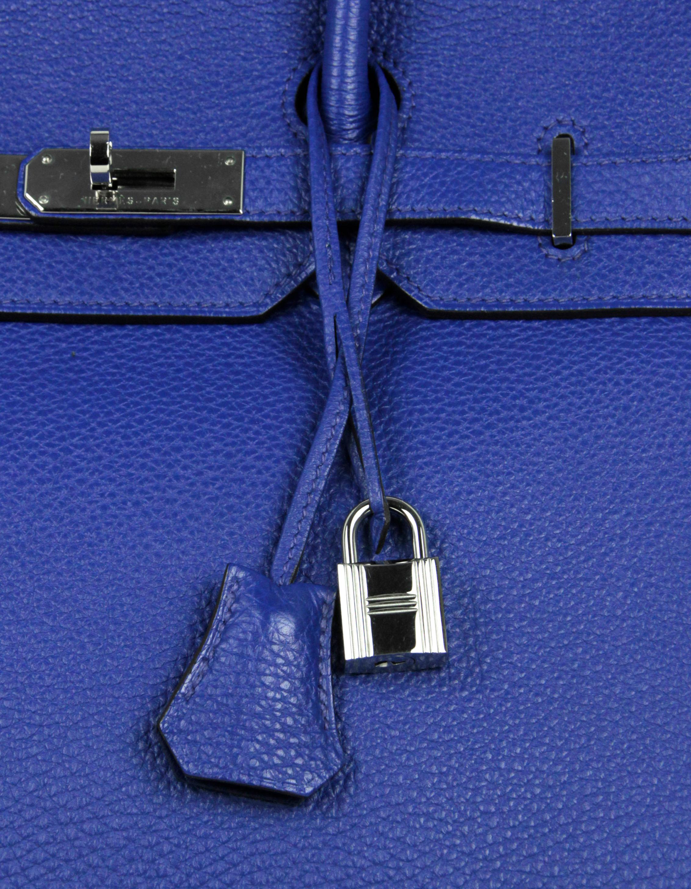 Hermes Blue Electric Togo Leather 35cm Birkin Bag PHW For Sale 3
