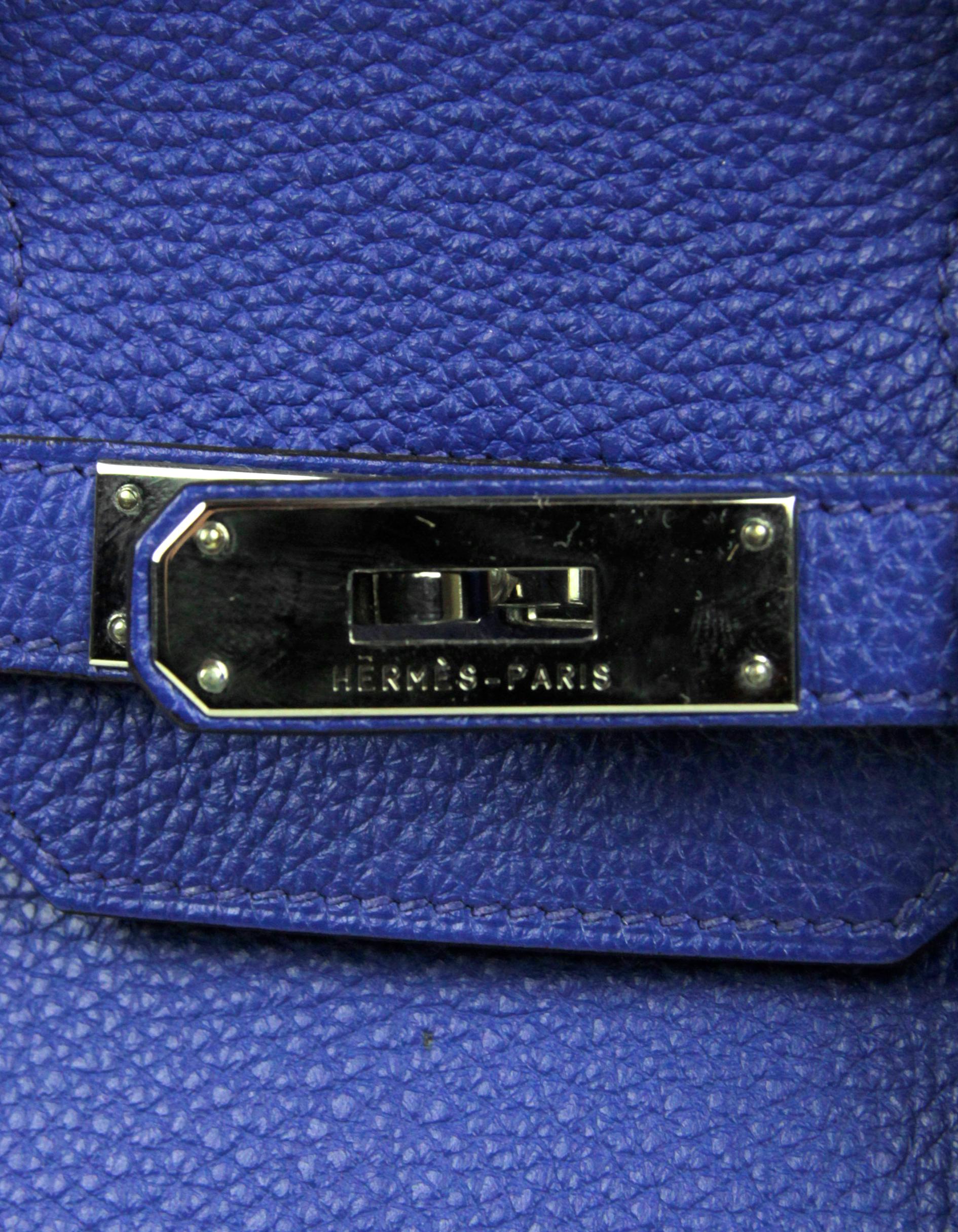 Hermes Blue Electric Togo Leather 35cm Birkin Bag PHW For Sale 4