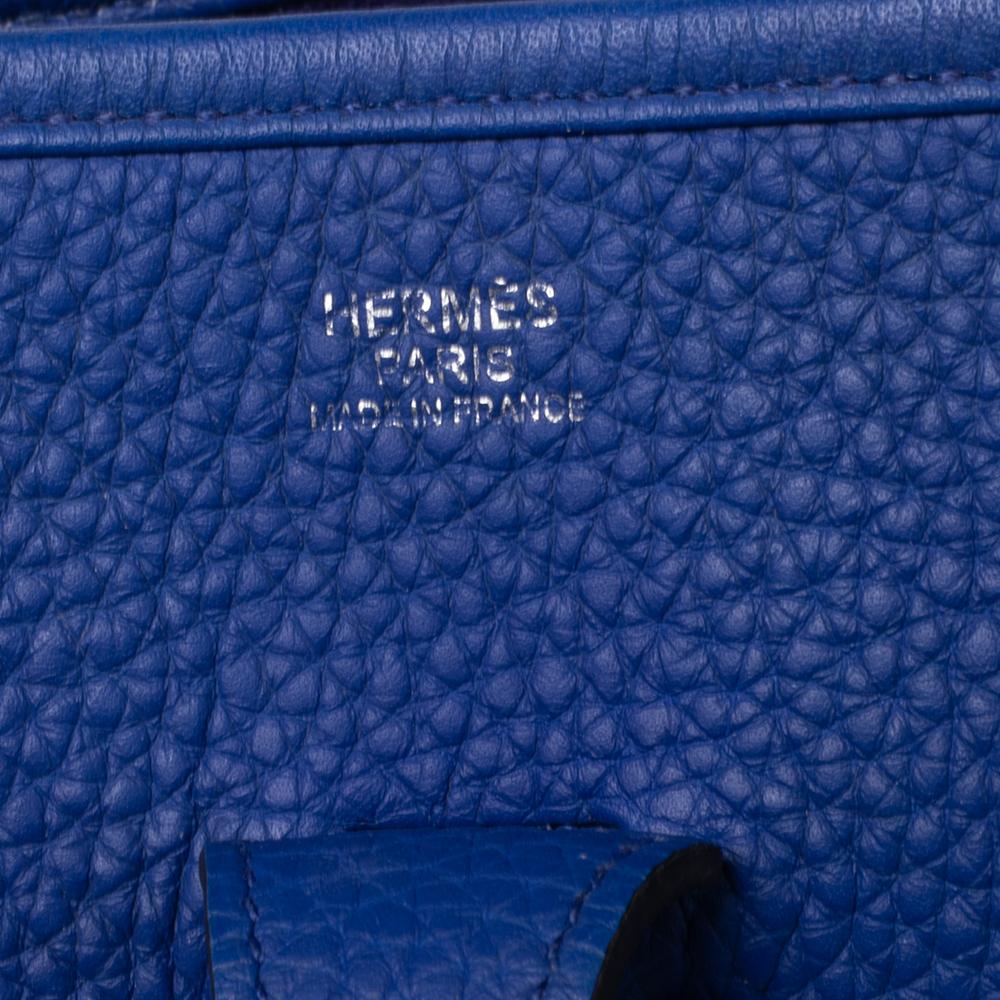 Hermes Blue Electric Togo Leather Evelyne III PM Bag 4